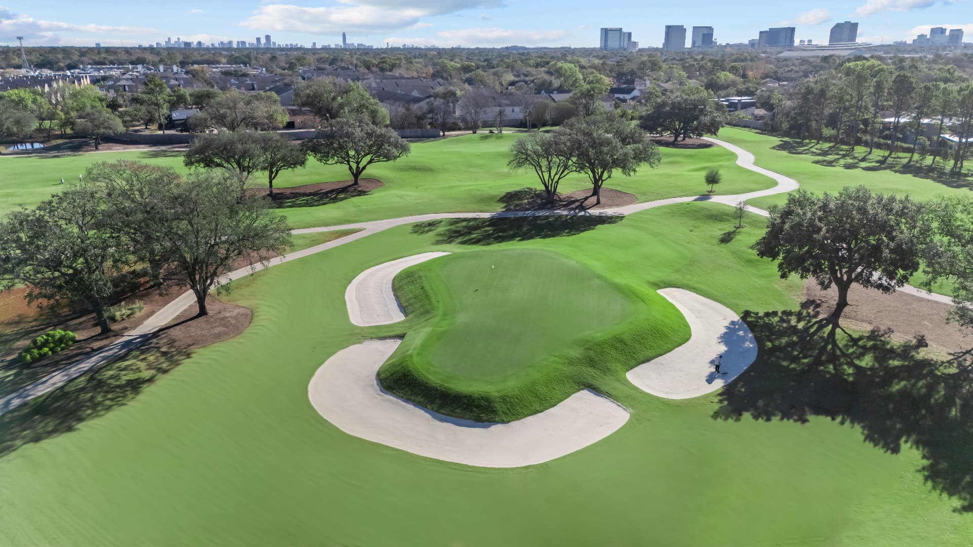 Aerial drone photograph of a golf course green by Jose Rodriguez in Greater Houston, Texas