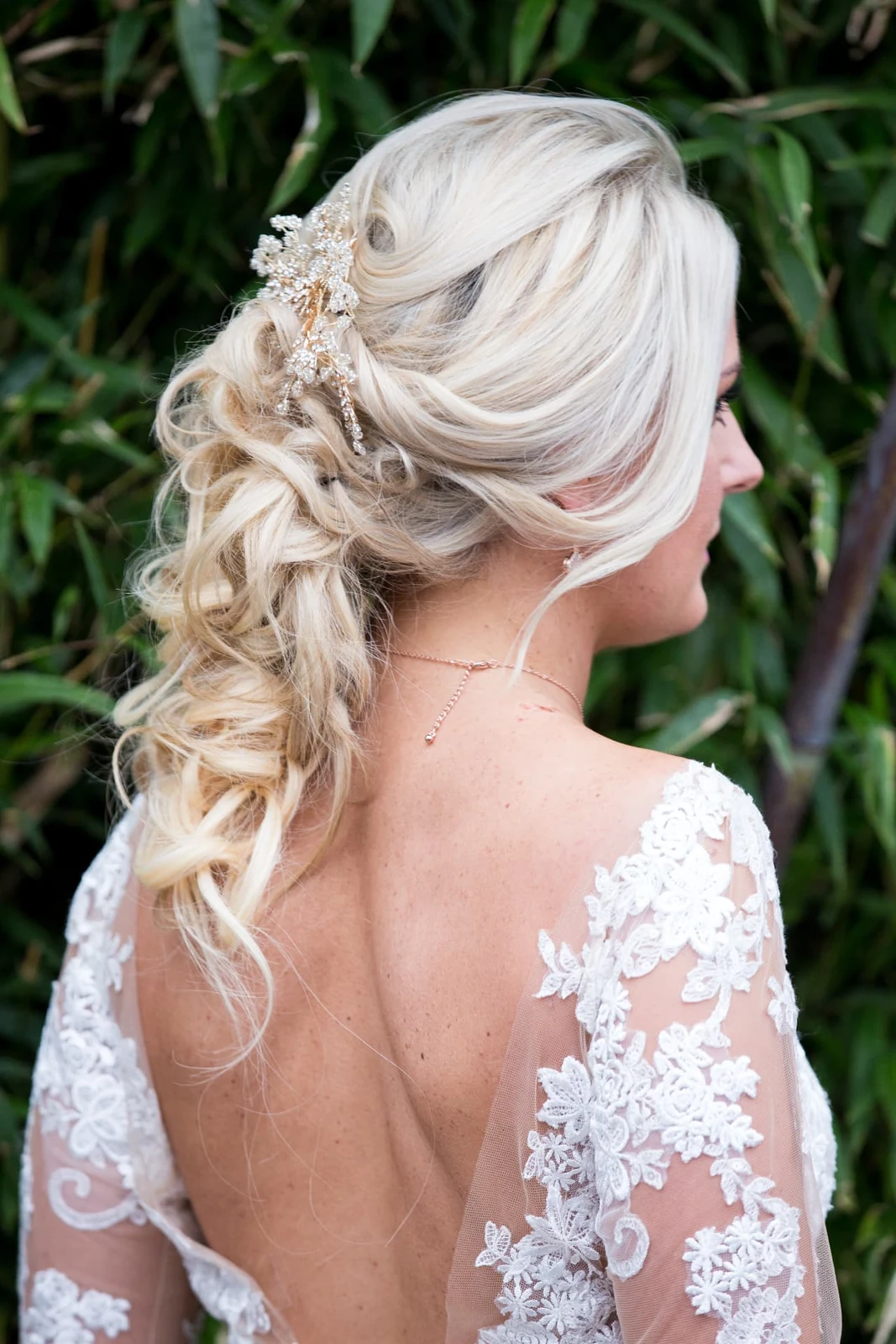 Detailed bridal hairstyle portrait photographed by Anthony