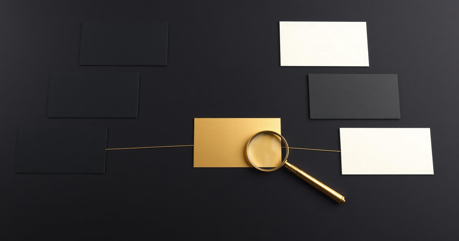 Connected content cards representing the process of selecting an influencer.
