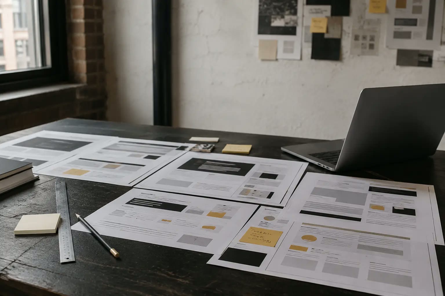 Website wireframes illustrating organized and disorganized homepage layouts.